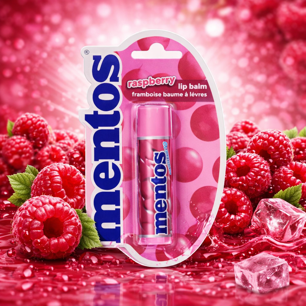 Baume à lèvres Mentos Framboise – Hydratation gourmande & parfum fruité