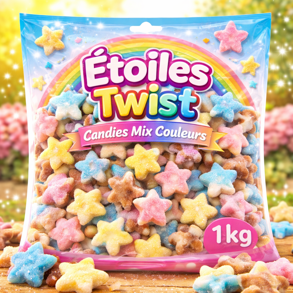 Etoiles Twist candies mix couleurs - 1kg Dulceplus