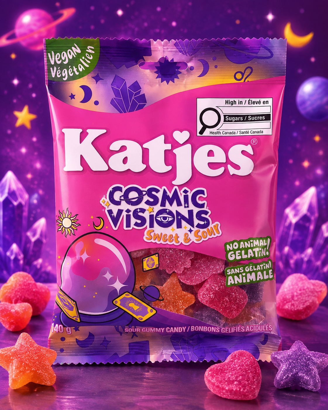 Katjes Cosmic Visions – Bonbons Gummies Acidulés Vegan 140 g