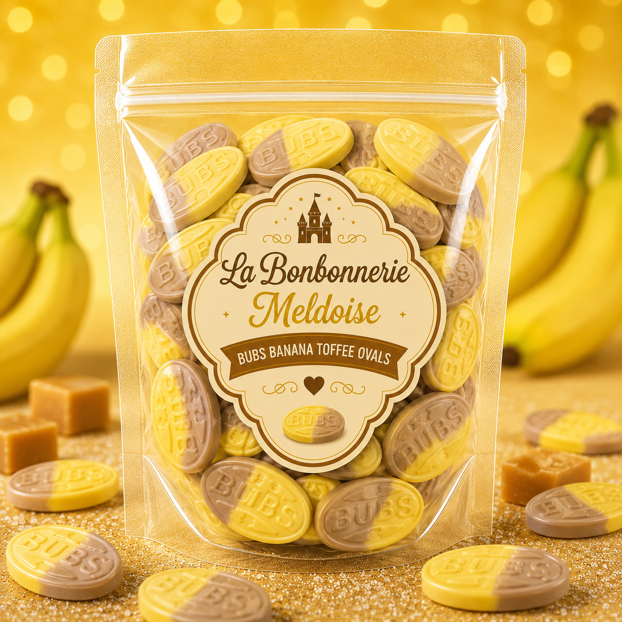 Bubs Banana Toffee Ovals 100g