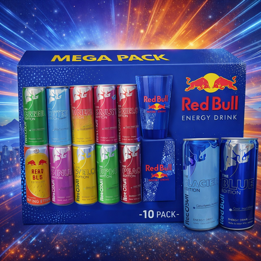 ⚡ Pack Red Bull x12 goûts + Verre lumineux OFFERT ⚡