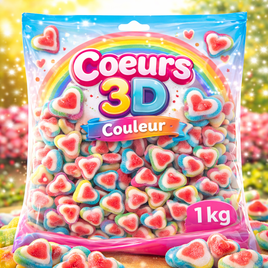 Coeurs 3D couleur - 1kg Dulceplus
