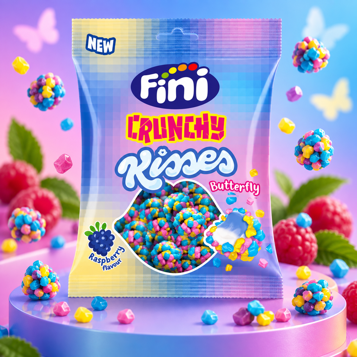 Crunchy kisses framboise butterfly Halal 75g