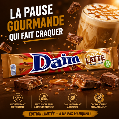 Daim Caramel Latte 56 Gr Édition Limitée Saveur Caramel DLUO 13/05/26