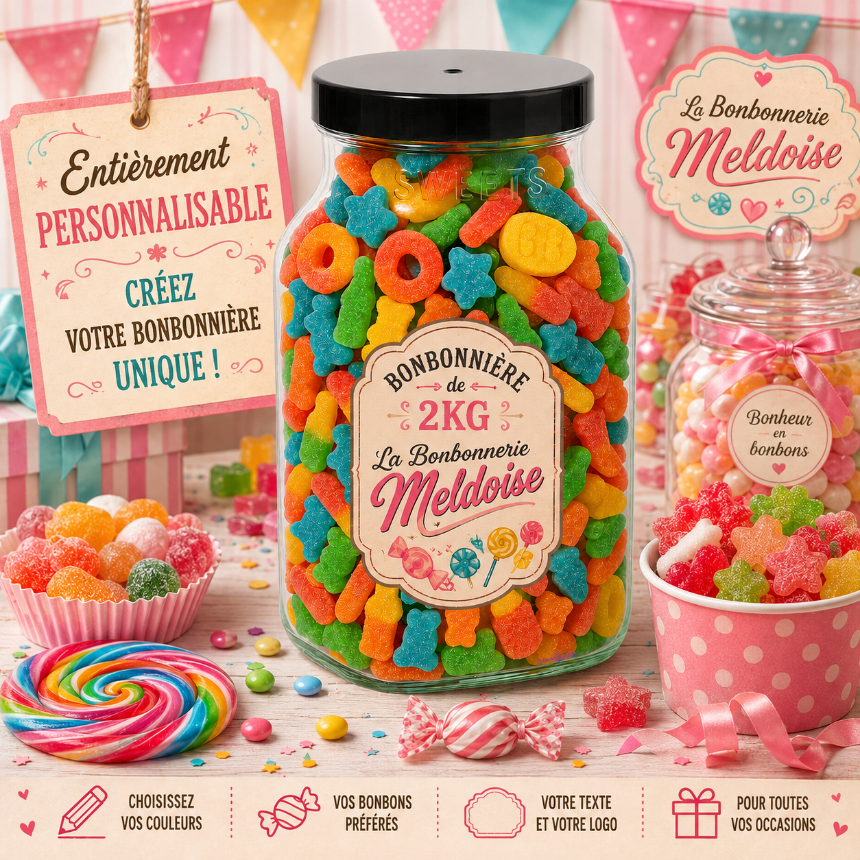 Bonbonnière 2 KG – Crée ton Mix 🍭